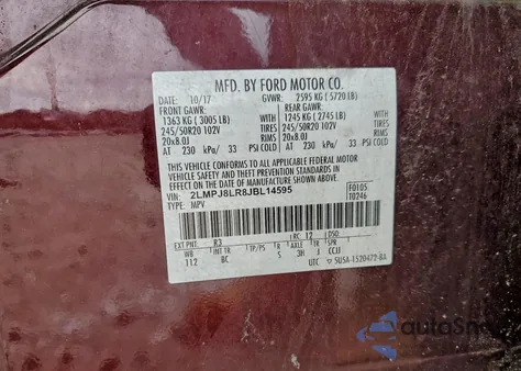 2018 Lincoln Mkx Reserve from USA, damaged, VIN 2LMPJ8LR8JBL14595